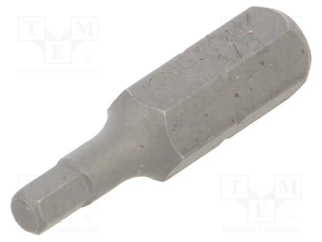 Screwdriver bit; hex key; HEX 1/8"; Overall len: 25mm