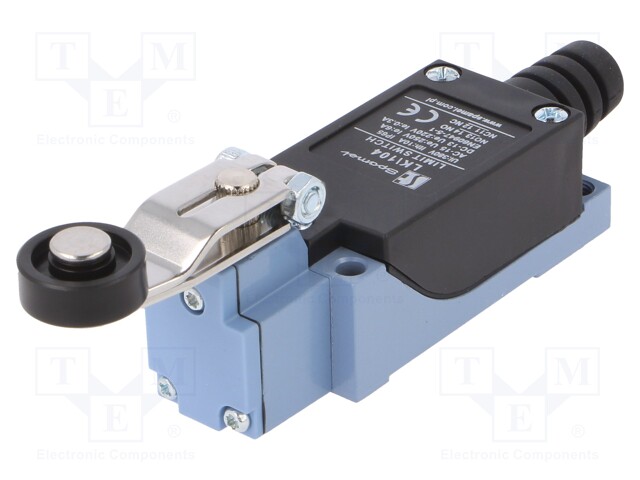 Limit switch; lever R 30mm, plastic roller Ø18mm; NO + NC; 5A