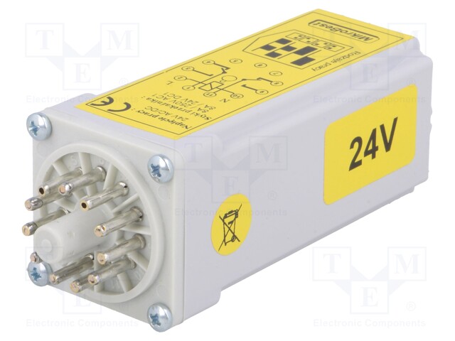 Timer; 0,25s÷12min; DPDT; 24VDC/8A,250VAC/8A; 24VAC; 24VDC; socket