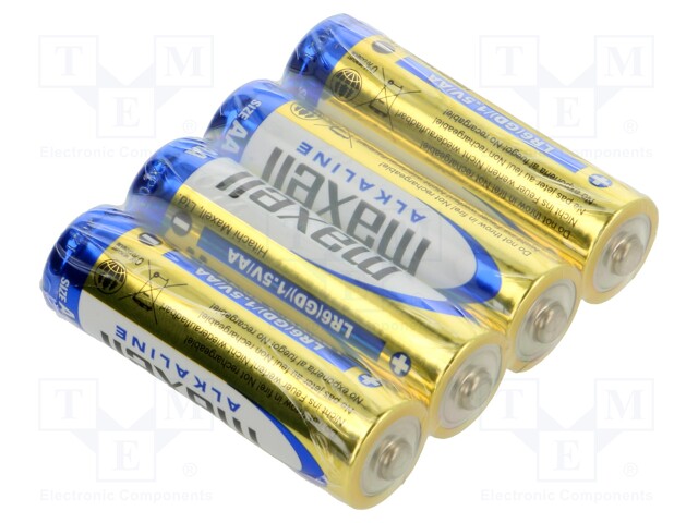 Battery: alkaline; 1.5V; AA; Batt.no: 4; Ø14.5x50mm