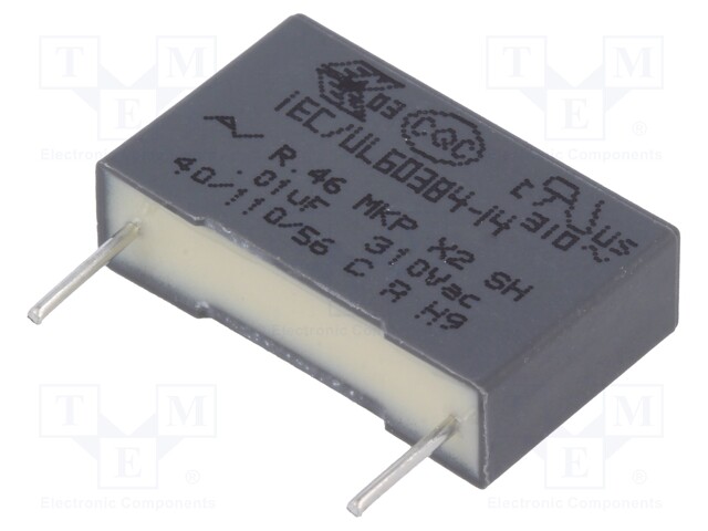 Capacitor: polypropylene; X2; 10nF; 15mm; ±20%; 18x5x11mm; 310VAC