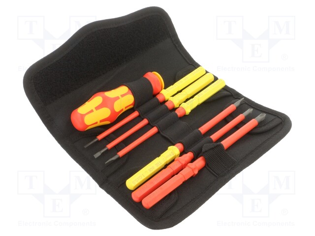 Kit: screwdrivers; 5pcs; insulated; 1kVAC; Phillips,slot; case