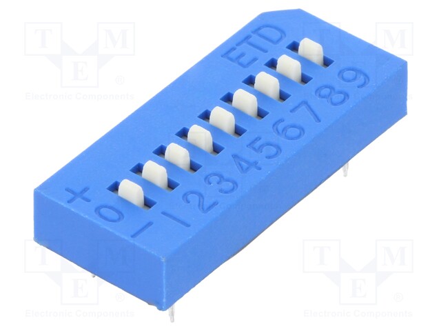 Switch: DIP-SWITCH; Poles number: 9; OFF-ON; 0.025A/24VDC; Pos: 2