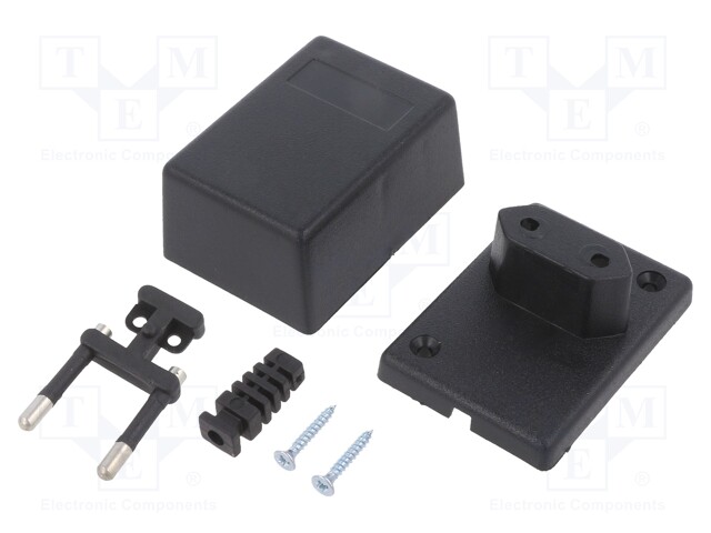 Enclosure: for power supplies; X: 46mm; Y: 65mm; Z: 37mm; ABS; black