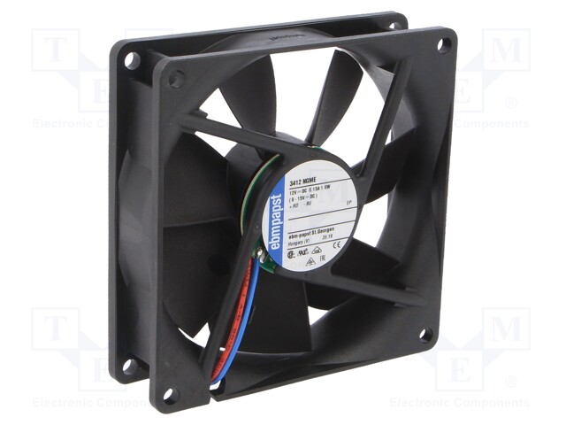 Fan: DC; axial; 92x92x25mm; 72m3/h; 28dBA; slide bearing; 2300rpm