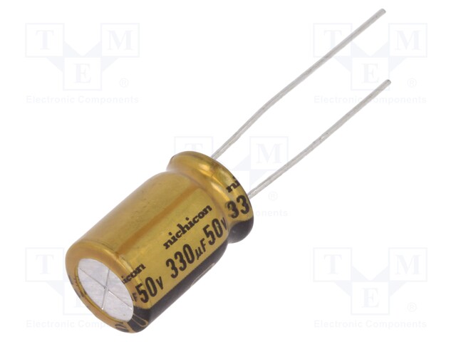 Capacitor: electrolytic; THT; 330uF; 50VDC; Ø10x16mm; Pitch: 5mm