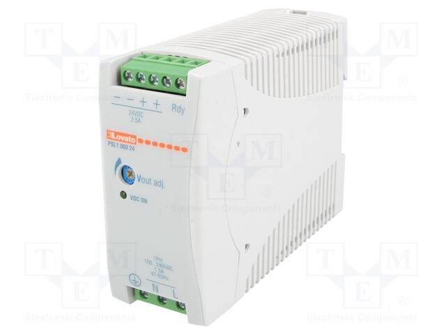 Power supply: switched-mode; 60W; 24VDC; 2.5A; 85÷264VAC; 400g