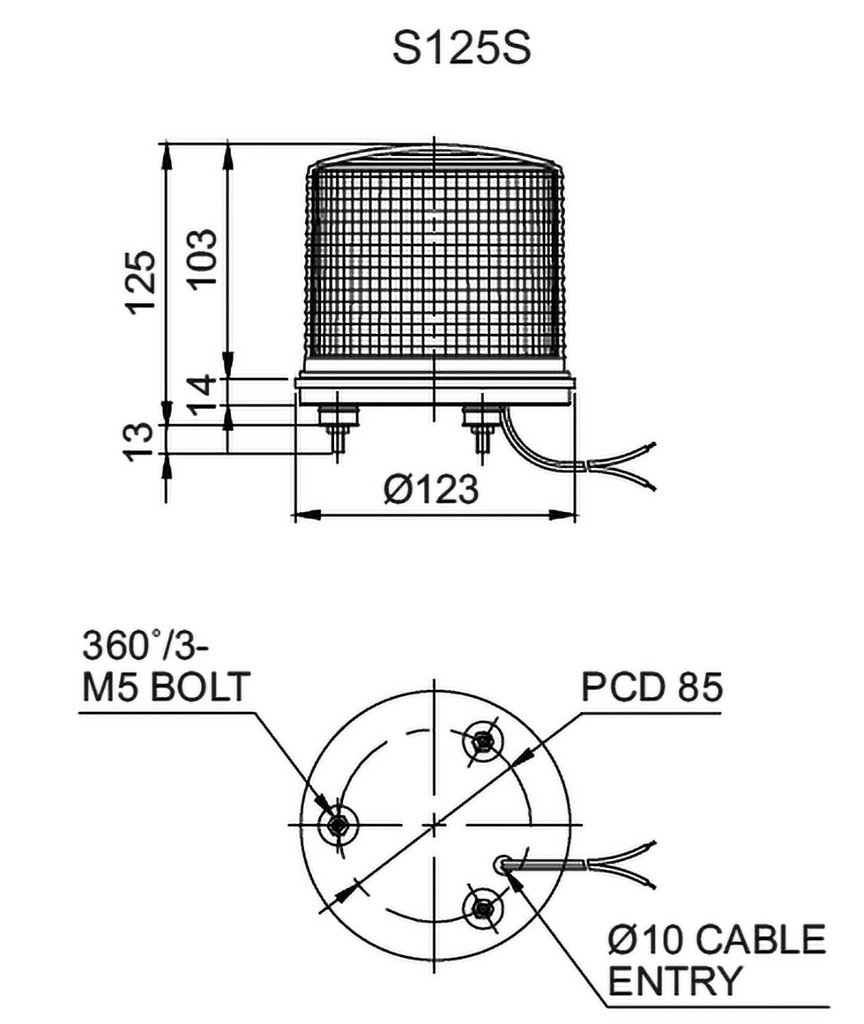 Signaller: lighting; flashing light; red; Series: S125; 12VDC; IP44