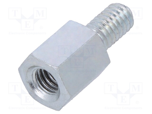 Screwed spacer sleeve; Int.thread: M4; 8mm; Ext.thread: M4; steel