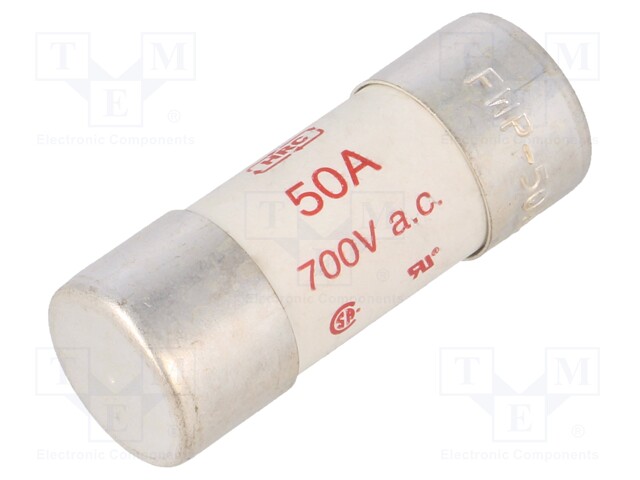 Fuse: fuse; quick blow; 50A; 690VAC; 22x58mm; FWP