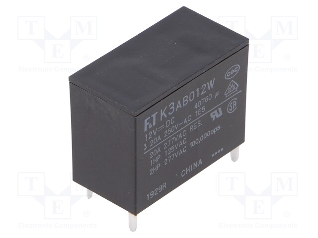 Relay: electromagnetic; SPST-NO; Ucoil: 12VDC; 25A; Series: FTR-K3