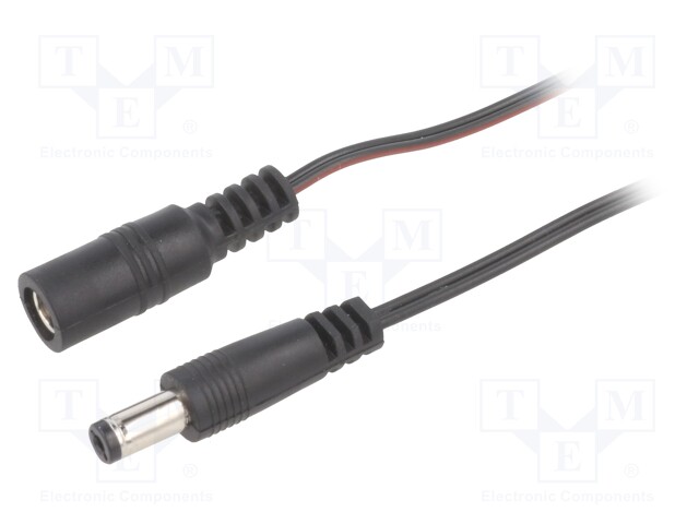 Cable; DC 5,5/2,1 plug,DC 5,5/2,1 socket; straight; 0.35mm2