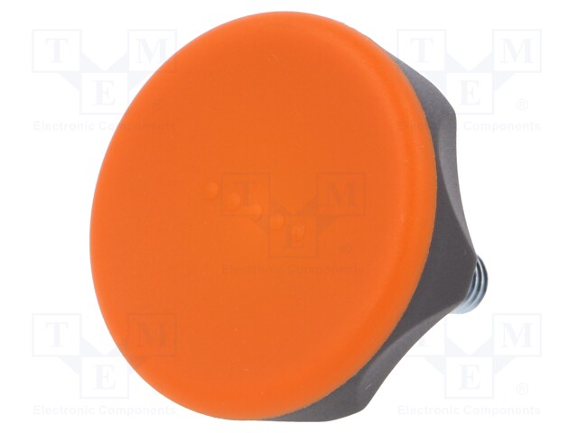 Knob; Dia: 45mm; M8; 20mm; technopolymer (PA); black; Cap: orange