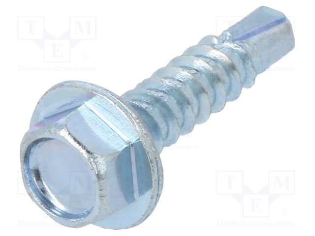 Screw; for metal; 6,3x19; Head: hexagonal; hardened steel; zinc