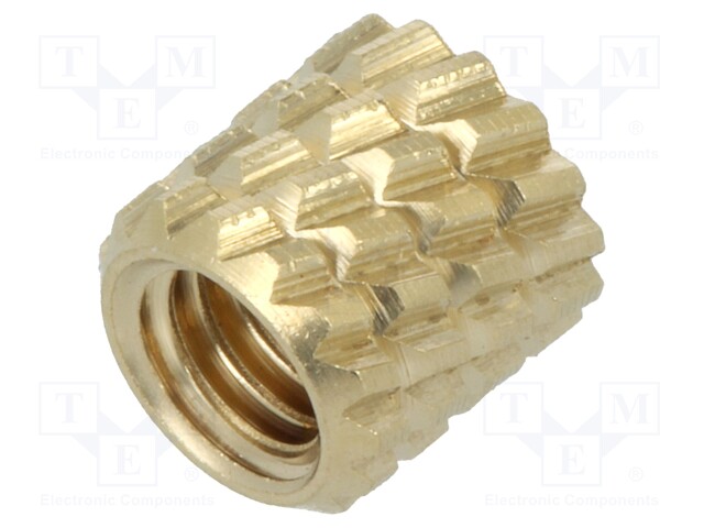 Threaded insert; brass; without coating; M4; L: 5.9mm; Øout: 5.95mm