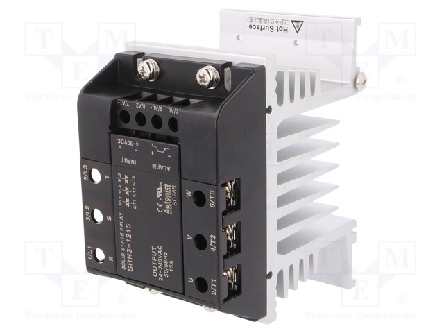 Relay: solid state; Ucntrl: 4÷30VDC; 15A; 24÷240VAC; 3-phase; DIN