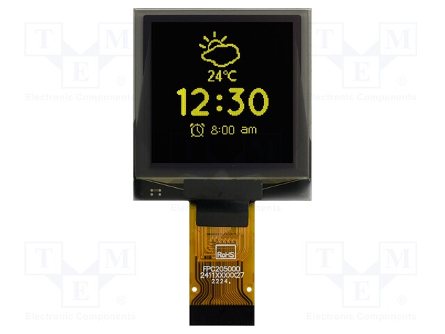 Display: OLED; graphical; 1.5"; 128x128; Dim: 33.8x36.5x2.01mm