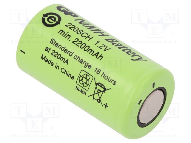 Re-battery: Ni-MH; SubC; 1.2V; 2200mAh; Ø23x43mm
