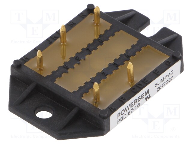 Three-phase bridge rectifier; Urmax: 1.6kV; If: 68A; Ifsm: 300A