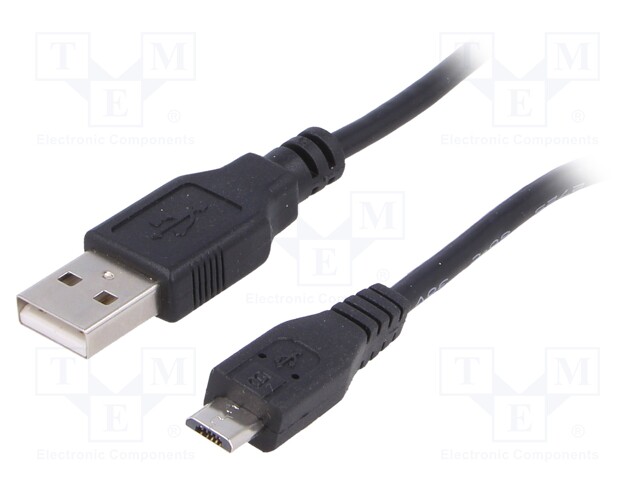 Cable; USB 2.0; USB A plug,USB B micro plug; nickel plated; 1m