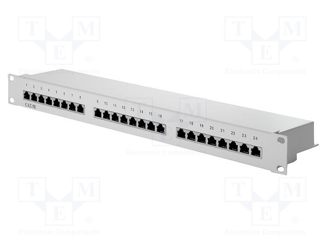 Patch panel; white; RJ45; Number of ports: 24; Cat: 5e