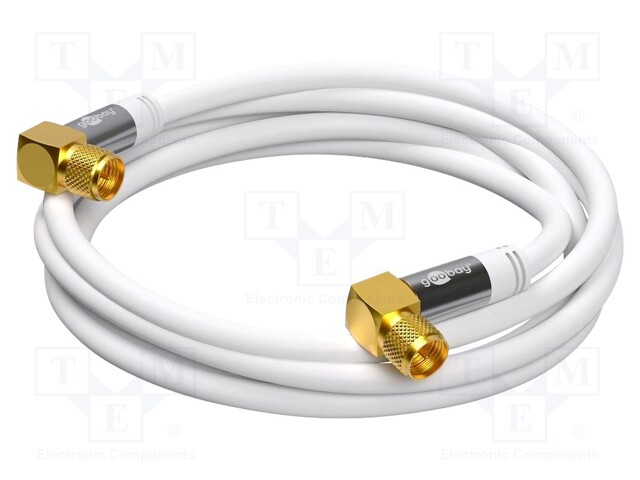 Cable; 75Ω; 10m; both sides,F plug angular; white