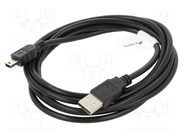 Cable; USB 2.0; USB A plug,USB B mini plug; gold-plated; 1.8m