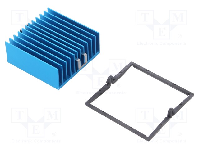 Heatsink: extruded; grilled; blue; L: 42.5mm; W: 42.5mm; H: 17.5mm