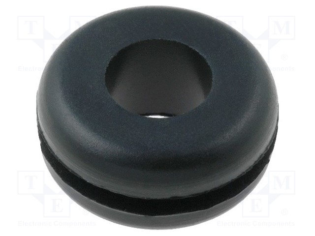 Grommet; Ømount.hole: 9.5mm; Øhole: 6.3mm; rubber; black