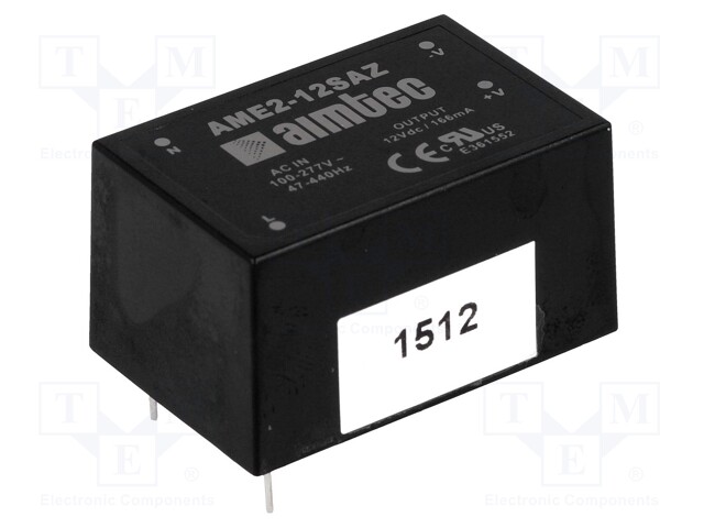 Converter: AC/DC; 2W; Uout: 5VDC; Iout: 0.4A; 66%; Mounting: PCB; 3kV