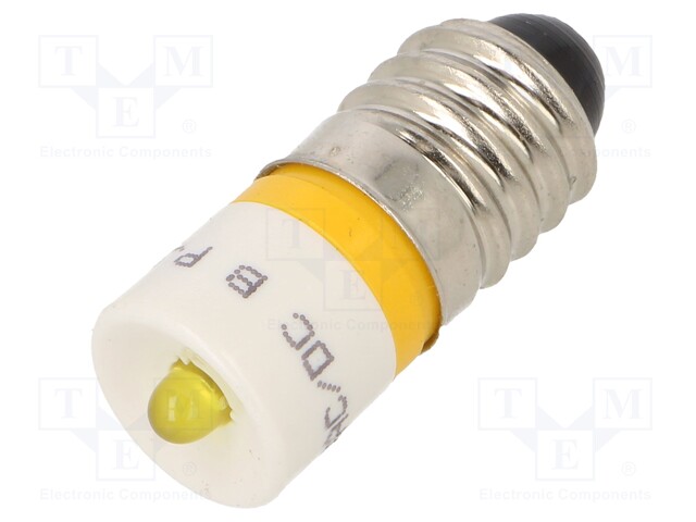 Indicator: LED; yellow; 12VDC; 12VAC; 3mm; Cap: E10