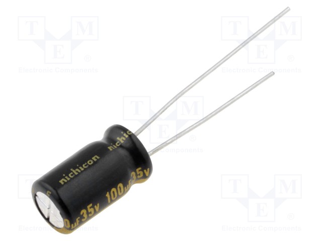 Capacitor: electrolytic; THT; 100uF; 35VDC; Ø6.3x11mm; Pitch: 2.5mm