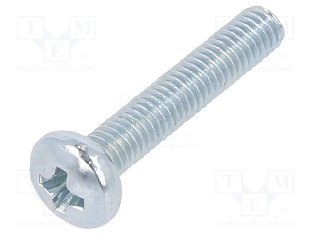 Screw; M3x16; DIN: 7985A; Head: cheese head; Phillips; steel; zinc