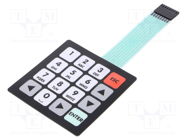 Keypad: membrane; No.of butt: 16; W: 80mm; Pitch: 2.54mm; L: 80mm