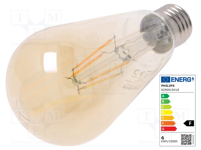 LED lamp; warm white; E27; 230VAC; 400lm; 4W; 2500K; CRImin: 80