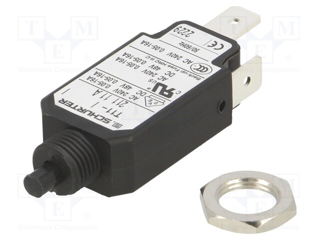 Circuit breaker; Urated: 240VAC; 48VDC; 11A; SPST; Poles: 1; screw