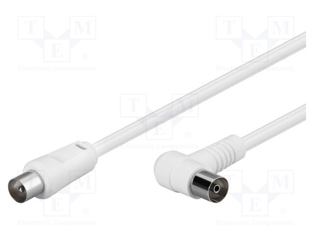 Cable; 75Ω; 1.5m; shielded, twofold; white