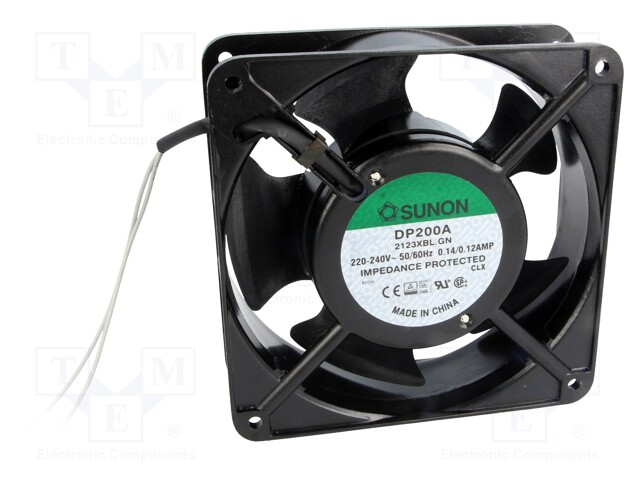 Fan: AC; axial; 230VAC; 120x120x38mm; 165(±10%)m3/h; 45dBA; 2850rpm