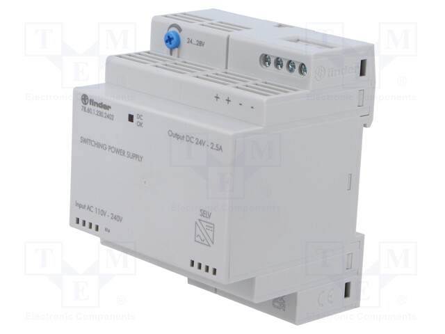 Power supply: switching; 60W; 24VDC; 2.8A; 88÷265VAC; 140÷370VDC