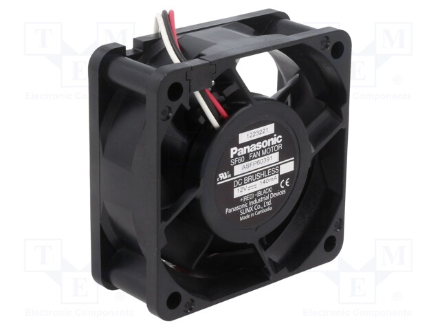 Fan: DC; axial; 12VDC; 60x60x25mm; 33.6m3/h; 27.5dBA; ball bearing