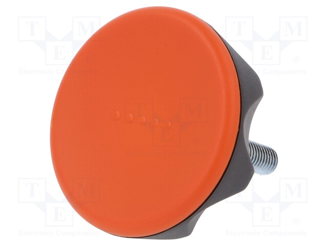 Knob; Dia: 70mm; M12; 30mm; technopolymer (PA); black; Cap: orange