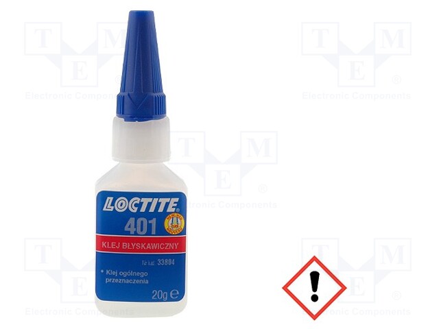 Cyanoacrylate adhesive; colourless; plastic container; 20g