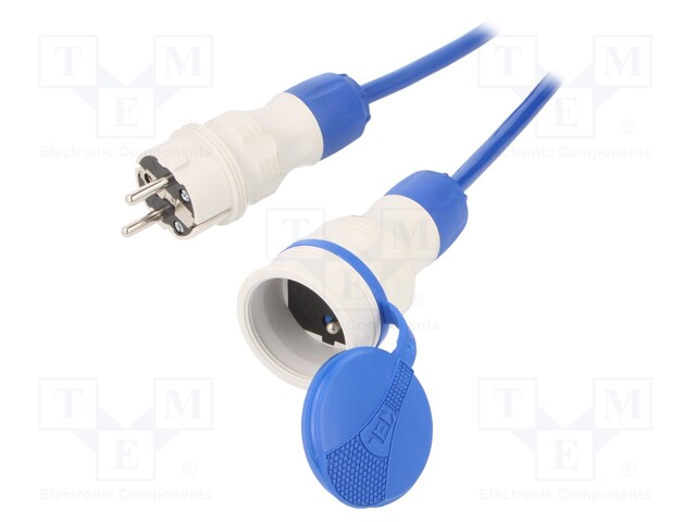 Extension lead; Sockets: 1; PUR; blue; 3x1,5mm2; 15m; 16A