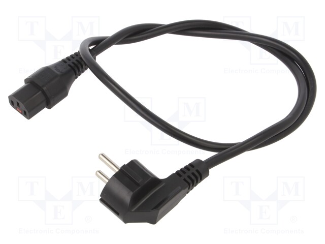 Cable; CEE 7/7 (E/F) plug angled,IEC C13 female; 1m; black; 10A