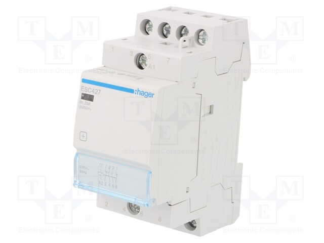 Contactor: 4-pole installation; 25A; 230VAC; NC x2 + NO x2; DIN