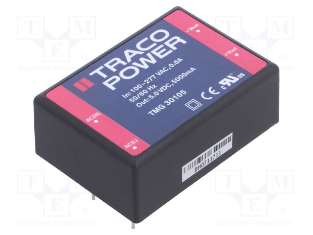 Converter: AC/DC; 25W; Uout: 5VDC; Iout: 5000mA; 84%; Mounting: PCB