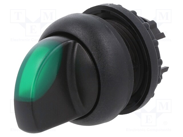 Switch: rotary; Stabl.pos: 1; 22mm; green; IP67; Pos: 2; Ø22.5mm