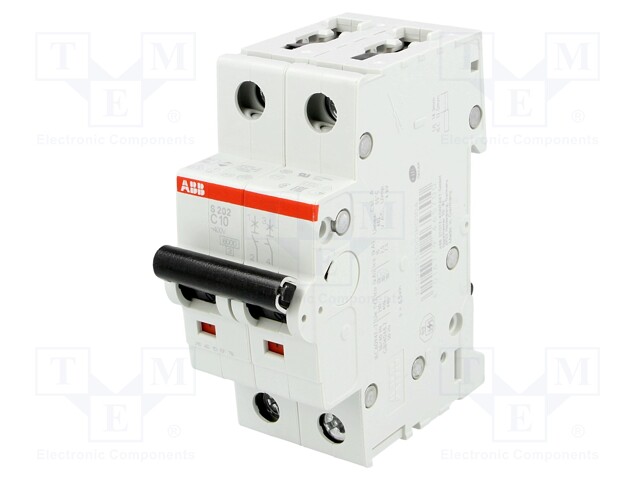 Circuit breaker; 400VAC; Inom: 10A; Poles: 2; DIN; Charact: C; 6kA