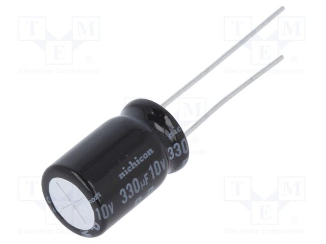 Capacitor: electrolytic; bipolar; THT; 330uF; 10VDC; Ø10x16mm; ±20%