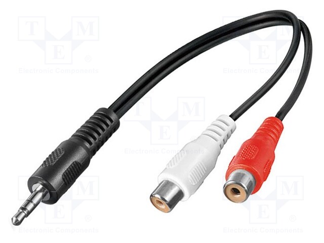 Cable; Jack 3.5mm plug,RCA socket x2; 0.2m